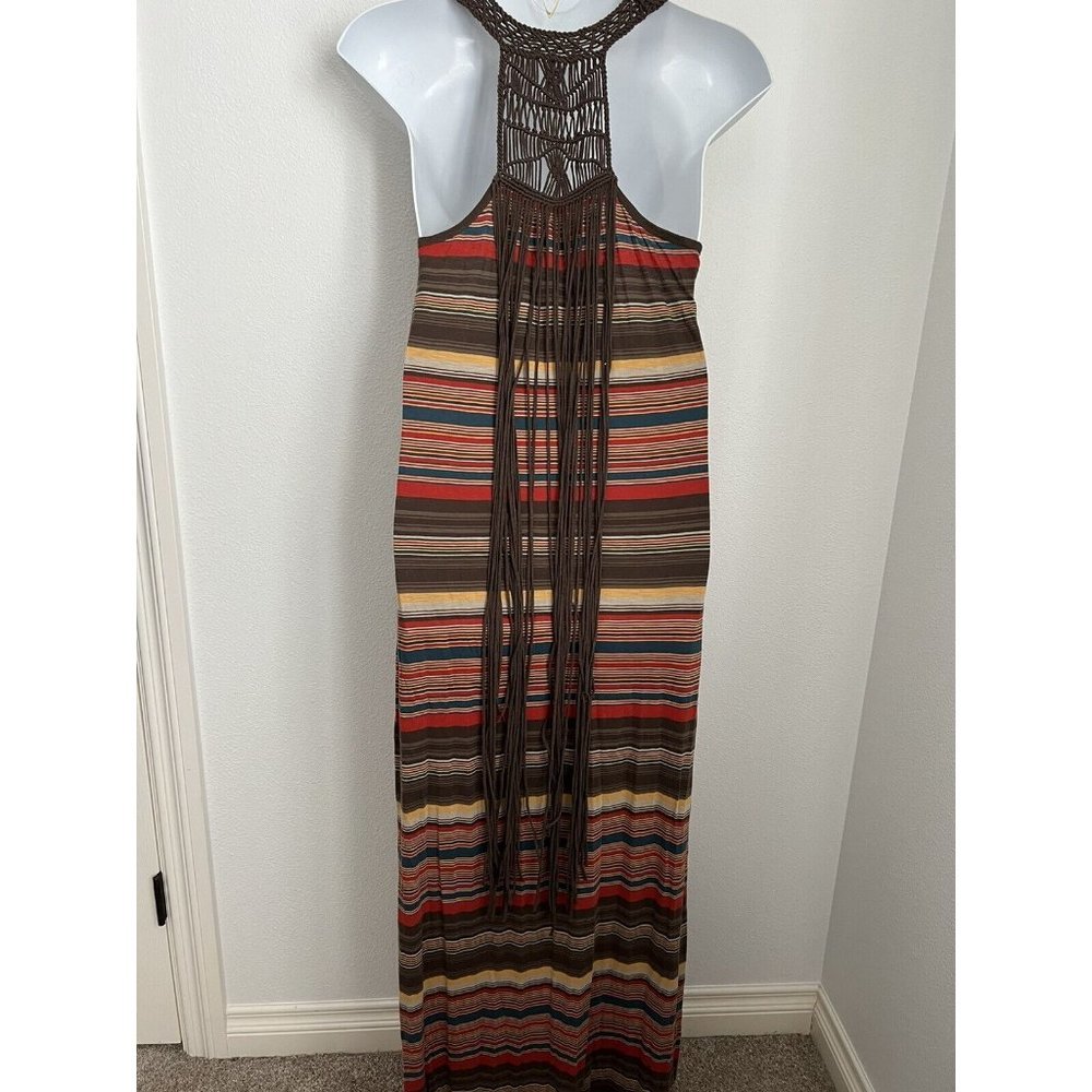 RALPH LAUREN Denim & Supply Women's Striped Fringe Maxi Dress Crochet XL - Picture 5 of 9